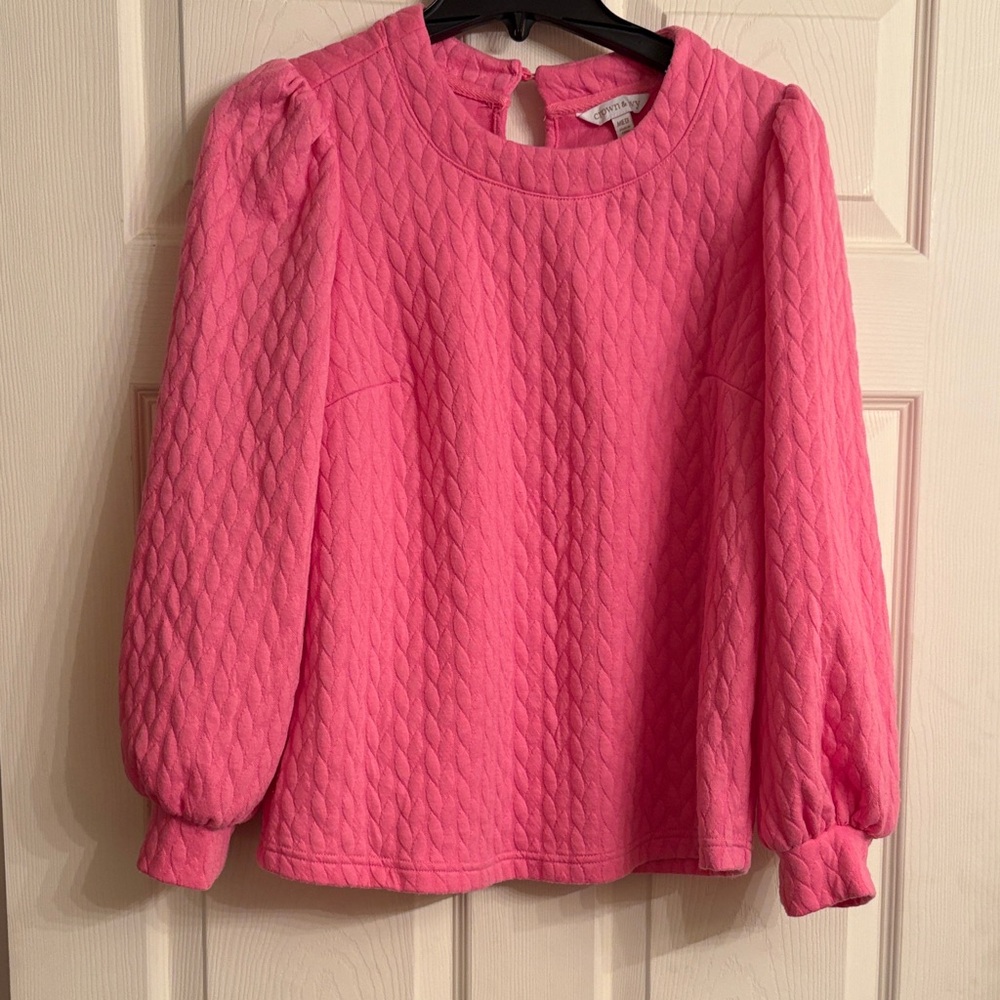 Crown & Ivy Pink Quilted Blouse